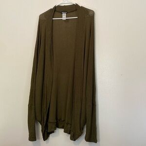 Heimish USA green oversized pocket open waffle cardigan sweater 3xl